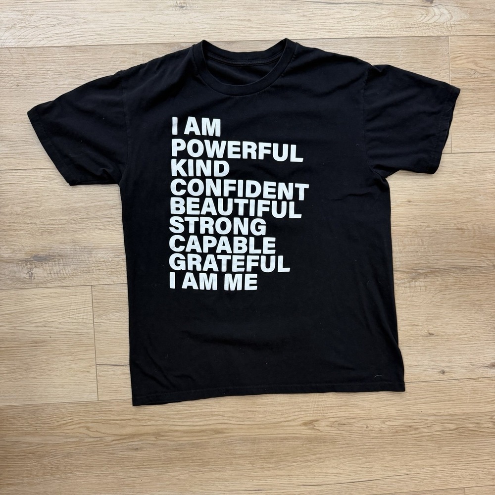 Graphic T Shirt Black Adult Large I Am Powerful Kind Confident